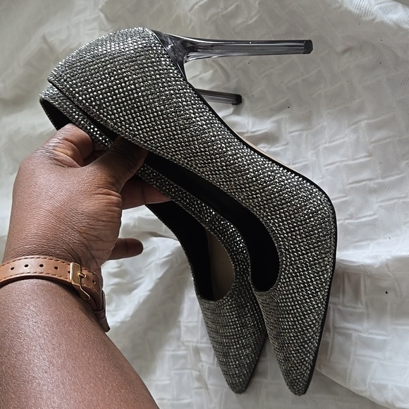 Mix No6 Danyah Elegant Glitter Silver Women's Heels Pumps Stiletto Heels Formal - Picture 5 of 10